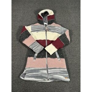 Laundromat Nepal 100% Wool Zip Jacket Sweater Hoodie Womens Large Chunky Aztec